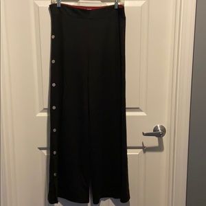 Black wide leg elastic waist slacks